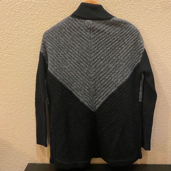 Smart wool cardigan small black and grey oversized open - Picture 4 of 4